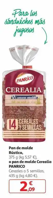 Alcampo Pan de molde rústico o pan de molde cerealia panrico oferta
