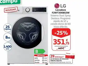 Alcampo Lg lavadora f2wt2008s3w oferta