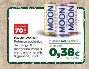 Alimerka La 2a unidad 70% dto moon water refresco ecológico de mango & mandarina, mora & arándano o naranja & granada oferta