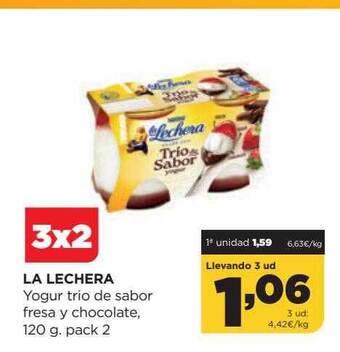 Alimerka La lechera yogur trio de sabor fresa y chocolate oferta