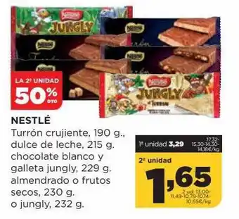 Alimerka La 2a unidad 50% dto nestlé turrón crujiente, dulce de leche chocolate blanco y galleta jungly almendrado o frutos secos o ju oferta