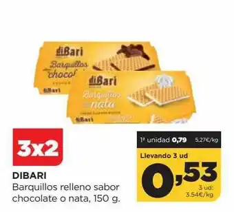 Alimerka Dibari barquillos relleno sabor chocolate o nata oferta