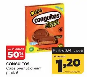 Alimerka La 2a unidad 50% dto conguitos cups peanut cream oferta