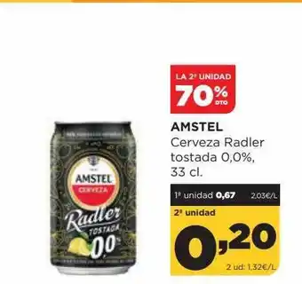Alimerka La 2a unidad 70% dto amstel cerveza radler tostada 0.0% oferta