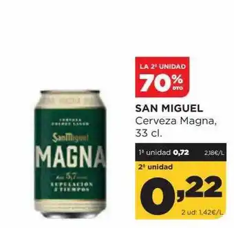 Alimerka La 2a unidad 70% dto san miguel cerveza magna oferta