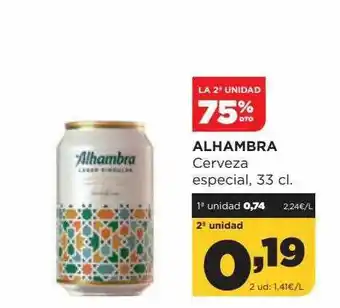 Alimerka La 2a unidad 75% dto alhambra cerveza especial oferta