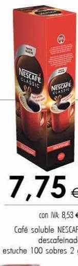 Cash Ifa Café soluble nescafe descafeinado estuche 100 sobres oferta