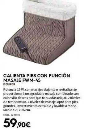 ferrOkey Calienta pies con función masaje fwm-45 beurer oferta