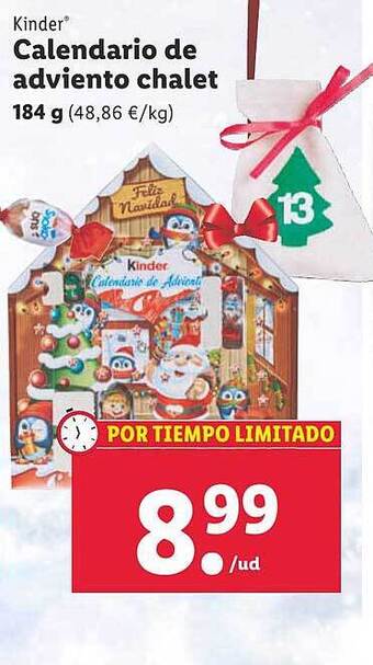 Lidl Kinder calendario de adviento chalet oferta