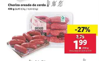 Lidl Chorizo oreado de cerdo oferta