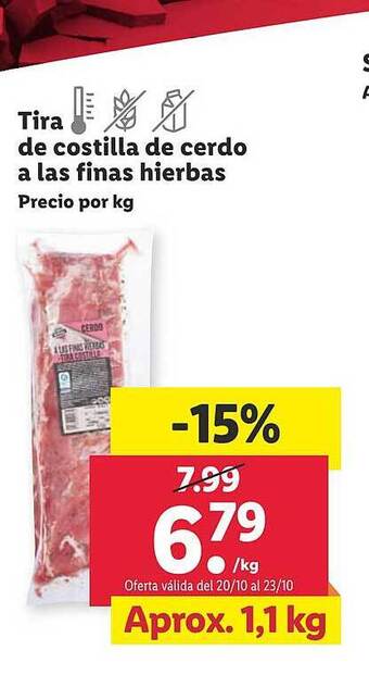 Lidl Tira de costilla de cerdo a las finas hierbas oferta