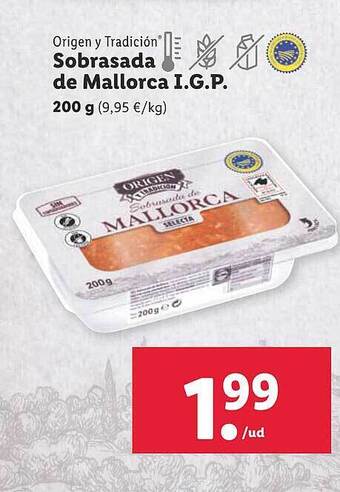 Lidl Origen y tradición sobrasada de mallorca i.g.p.* oferta