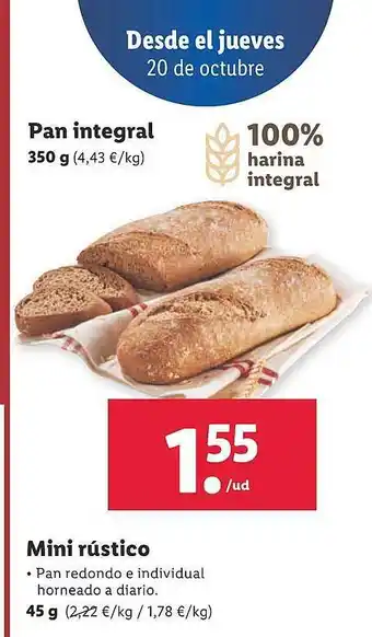 Lidl Pan integral mini rústico oferta