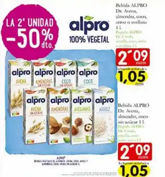 Supermercados Bip Bip Bebida alpro dr avena almendra coco arroz o avellana bebida alpro dr avena almendra coco sin azucar oferta