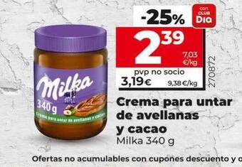 Dia Crema para untar de avellanas y cacao milka oferta