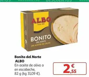 Alcampo Bonito del norte albo en aceite de oliva o en escabeche oferta
