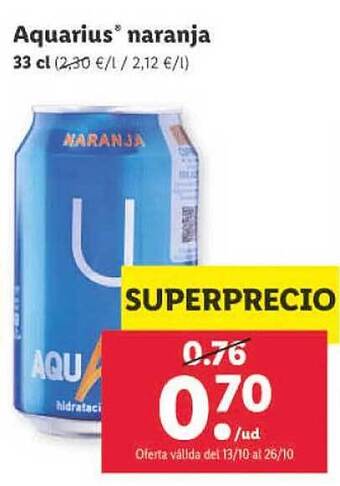 Lidl Aquarius naranja oferta