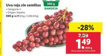 Lidl Uva roja sin semillas oferta