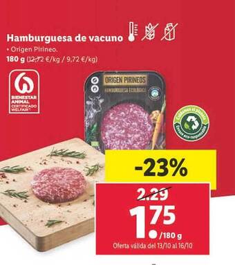 Lidl Hamburguesa de vacuno oferta
