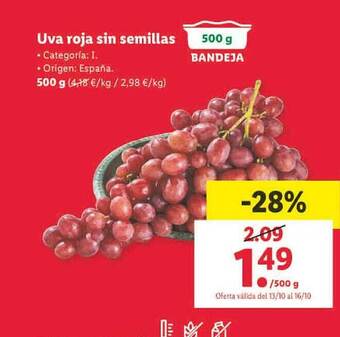 Lidl Uva roja sin semillas oferta