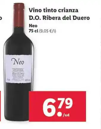 Lidl Vino tinto crianza d.o. ribera del duero neo oferta