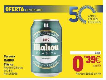 Makro Cerveza mahou clásica oferta