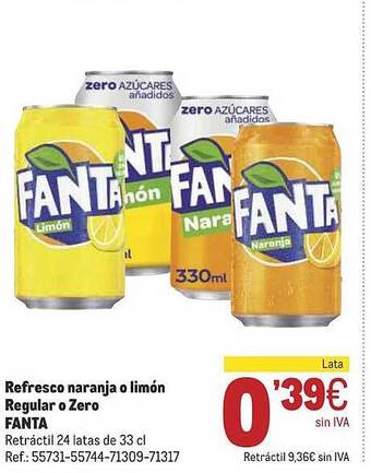 Makro Refresco naranja o limón regular o zero fanta oferta