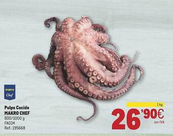Makro Pulpo cocido makro chef oferta