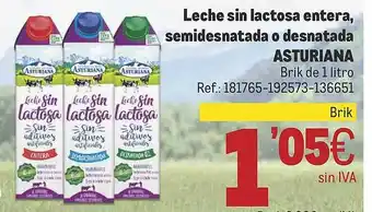 Makro Leche sin lactosa entera semidesnatada o desnatada asturiana oferta
