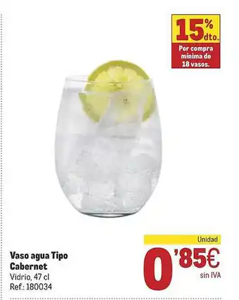 Makro Vaso agua tipo cabernet oferta