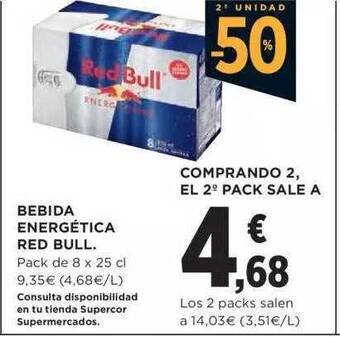 Supercor 2a unidad -50% bebida energética red bull oferta