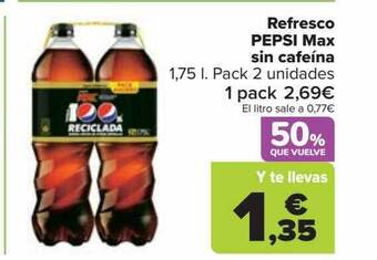 Carrefour Refresco pepsi max sin cafeina oferta