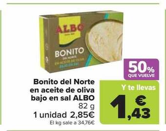 Carrefour Bonito del norte en aceite de oliva bajo en sal albo oferta