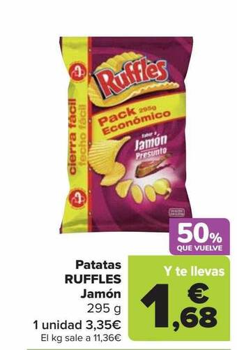 Carrefour Patatas ruffles jamón oferta