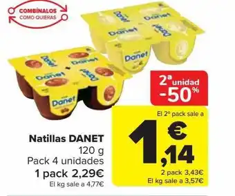 Carrefour 2a unidad -50% natillas danet pack 4 oferta
