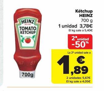 Carrefour 2a unidad -50% kétchup heinz oferta