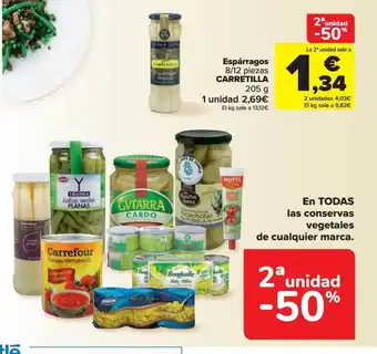 Carrefour 2a unidad -50% espárragos 8-12 piezas carretilla oferta