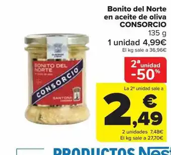 Carrefour 2a unidad -50% bonito del norte en aceite de oliva consorcio oferta