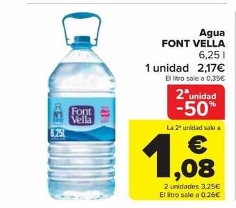 Carrefour 2a unidad -50% agua font vella oferta
