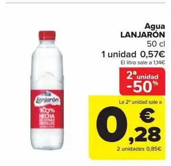Carrefour 2a unidad -50% agua lanjarón oferta