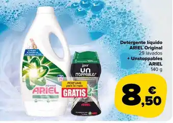 Carrefour Market Detergente líquido ariel original 29 lavados + unstoppables ariel oferta
