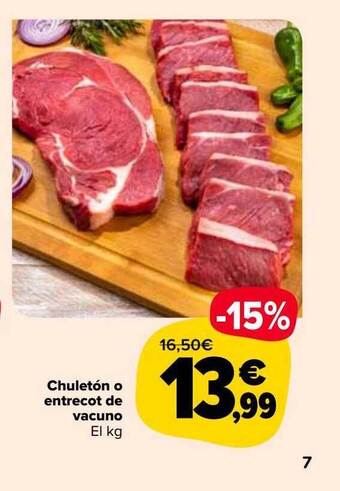 Carrefour Market Chuletón o entrecot de vacuno el kg oferta