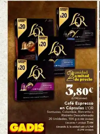 Gadis Café espresso en cápsulas l'or oferta