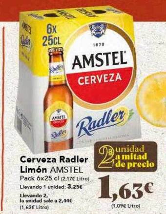Gadis Cerveza radler limón amstel oferta