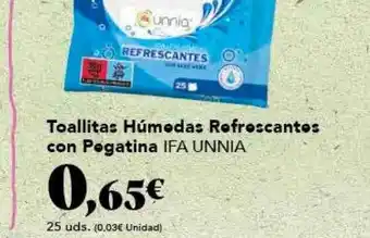Gadis Toallitas húmedas refrescantes con pegatina ifa unnia oferta