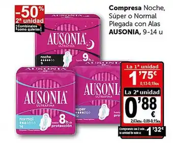 Masymas Compresa noche súper o normal plegada con alas ausonia oferta