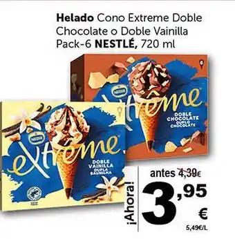 Masymas Helado cono extreme doble chocolate o doble vainilla pack-6 nestlé oferta