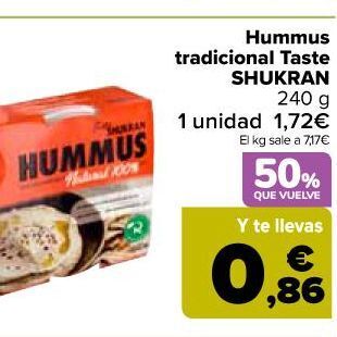 Carrefour Market Hummus tradicional taste shukran oferta