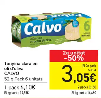 Carrefour Calvo Tonyina clara en oli d'oliva 52g oferta