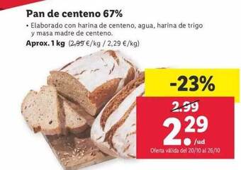 Lidl Pan de centeno 67% oferta